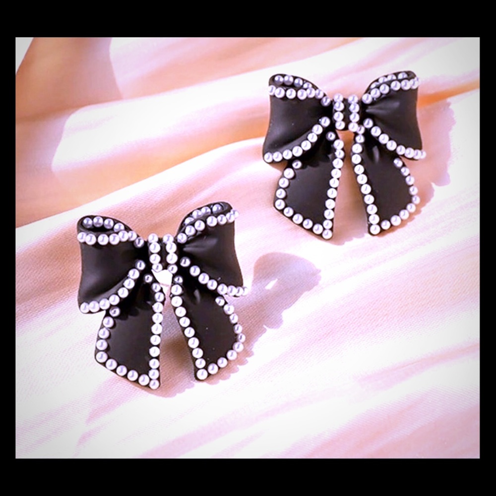 Black 🎀 Bow 🎀 Tie 🎀 Earrings 🎀